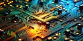 A Futuristic Dive into the Intricate Network Abstract Circuit Board Macro Explores the Essence of Modern Communication Royalty Free Stock Photo