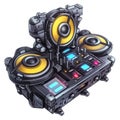 futuristic DJ-tools 3D illustration over white Royalty Free Stock Photo