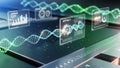 Futuristic DNA Analysis Interface on HighTech Screen Royalty Free Stock Photo