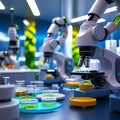 Futuristic DNA Research Lab With Microscopes and Cell Cultures Royalty Free Stock Photo