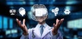Futuristic Doctor Using Artificial Intelligence Technology with Abstract Brain and Robotics Concept in Medical Royalty Free Stock Photo