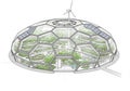 A futuristic dome structure with a geodesic design made of glass panels. It features multiple Royalty Free Stock Photo