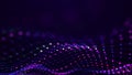 Futuristic dots background. Color music sound waves. Big data visualization. 3d rendering Royalty Free Stock Photo