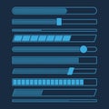 Futuristic download progress loading bar vector set isolated