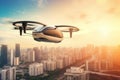 Futuristic drone delivery. Generate Ai