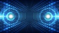 Futuristic Dual Lens Technology Background: Abstract Digital Eye Interface with HUD Elements Royalty Free Stock Photo