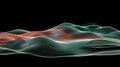 Abstract Digital Wave Landscape Visualization with Glowing Particles and Teal Orange Color Gradient against Black Background Royalty Free Stock Photo