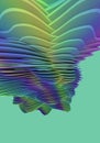 Futuristic dynamic plane of wave shapes. Modern background for product design show in rainbow color. High quality 3d Royalty Free Stock Photo