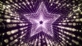 Futuristic dynamic wireframe star tunnel on purple background. Magic particle flow inside the portal. Infinite travel technology Royalty Free Stock Photo