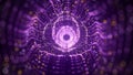 Futuristic dynamic wireframe tunnel on purple background. Digital data flow. Progressive IT technologies. 3d rendering Royalty Free Stock Photo