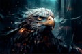 Futuristic Eagle cyberpunk flying, generative AI