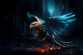 Futuristic Eagle cyberpunk flying, generative AI