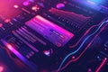 Futuristic Editable control panel with creativity graph holographic display glowing vibrant energy in command center