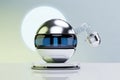 Futuristic Egg Robot Technology Display Blue Light Royalty Free Stock Photo