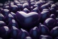 Futuristic eggplant heart on technology background. Love for healthy lifestyle. Generative AI.