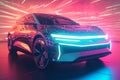 Futuristic electric car virtual simulation. Generate ai