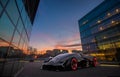 Futuristic Electric Lamborghini Terzo Millennio against a background of modern architecture Royalty Free Stock Photo