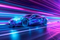 Futuristic electric racing car, cyberpunk, sci-fi Royalty Free Stock Photo