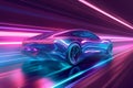 Futuristic electric racing car, cyberpunk, sci-fi Royalty Free Stock Photo