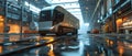 Futuristic Electric Truck at Warehouse - AI Generated