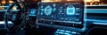 Futuristic Electric Vehicle Technology Showcasing Advanced User Interface and Smart Repair Analytics Royalty Free Stock Photo