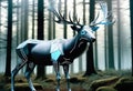 The Futuristic Elegance of a Robotic Elk in a Digitized World Royalty Free Stock Photo