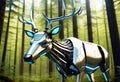 The Futuristic Elegance of a Robotic Elk in Nature Royalty Free Stock Photo