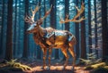 The Futuristic Elegance of a Robotic Elk in Nature Royalty Free Stock Photo