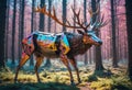 The Futuristic Elegance of a Robotic Elk in Nature Royalty Free Stock Photo