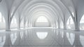 Futuristic Elegance: Serene White Archway Hall.