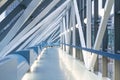 Futuristic Elevated Walkway Glows Softly In Blue L