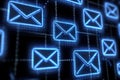 Futuristic Email Hub with Glowing Blue Lights and Digital Network Design Royalty Free Stock Photo