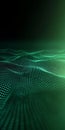 Futuristic Emerald Glow with Wavy Matrix Surface and Digital Elements in Neon Tech Background Royalty Free Stock Photo