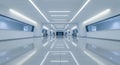 Futuristic empty hallway with reflective flooring Royalty Free Stock Photo