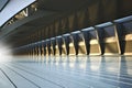 Futuristic empty horizontal modern interior high speed tunnel abstract concept .