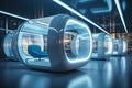 Futuristic empty office pod capsule room for concentrate work in silence. Generative AI Royalty Free Stock Photo