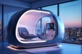 Futuristic empty office pod capsule room for concentrate work in silence. Generative AI Royalty Free Stock Photo