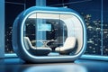 Futuristic empty office pod capsule room for concentrate work in silence. Generative AI Royalty Free Stock Photo