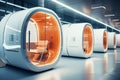 Futuristic empty office pod capsule room for concentrate work in silence. Generative AI Royalty Free Stock Photo