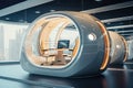 Futuristic empty office pod capsule room for concentrate work in silence. Generative AI Royalty Free Stock Photo