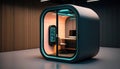 Futuristic empty office pod capsule room for concentrate work in silence, online negotiation Royalty Free Stock Photo
