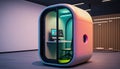 Futuristic empty office pod capsule room for concentrate work in silence, online negotiation Royalty Free Stock Photo