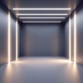 Futuristic Empty Room with Vertical and Horizontal LED Lighting interior Royalty Free Stock Photo