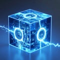 Futuristic Energy Core Cube with Glowing Circuits Royalty Free Stock Photo