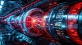 A futuristic energy core within a sci-fi environment, emitting vibrant light and data streams Royalty Free Stock Photo