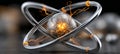 Futuristic Energy Release Model Featuring Metallic Nucleus and Electromagnetic Power Dynamics Royalty Free Stock Photo