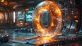 Futuristic energy ring in sci-fi lab - generative ai Royalty Free Stock Photo