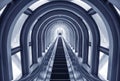 Futuristic escalator in modern tunnel Royalty Free Stock Photo