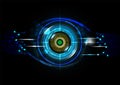 Futuristic eye detection technology concept with binary code vector illustration