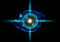 Futuristic eye detection technology concept with binary code